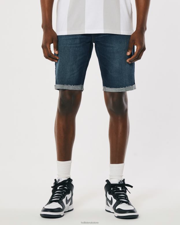 Bottoms Hollister Men Dark Wash Skinny Denim Shorts 9\\ 488201203 Dark Wash